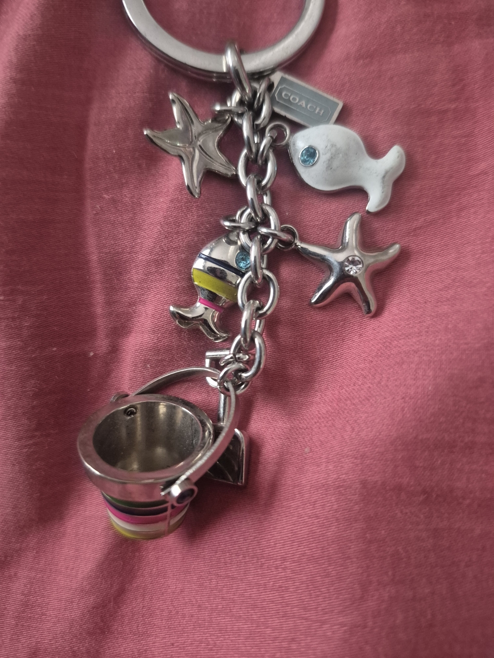 Coach Silver-tone Multicolor Bucket & Sea Charm Keychain - Picture 2 of 2